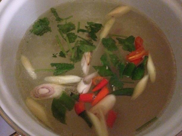 Vigtigste træk ved suppe til at begynde med bouillon (jeg havde kylling) god kog krydderier og chili (vi elsker den skarpe Tomczyk) 