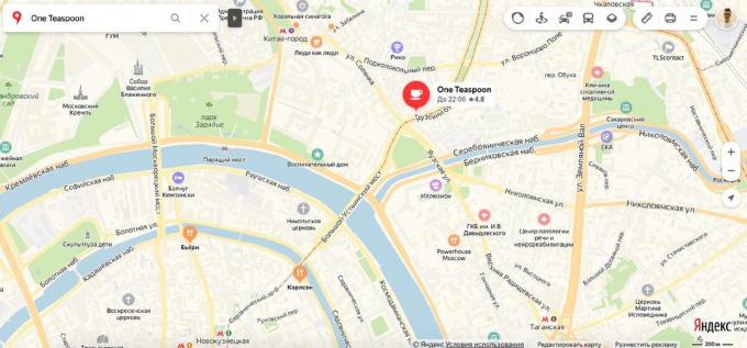 Langt væk fra metroen. Screenshot Yandex. kort