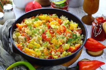 Ris med grøntsager i ovnen