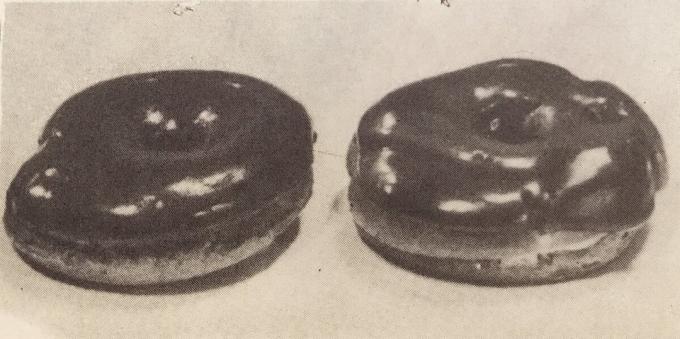 Kage "Choux ring med fløde." Foto fra bogen "Produktion af bagværk og kager," 1976