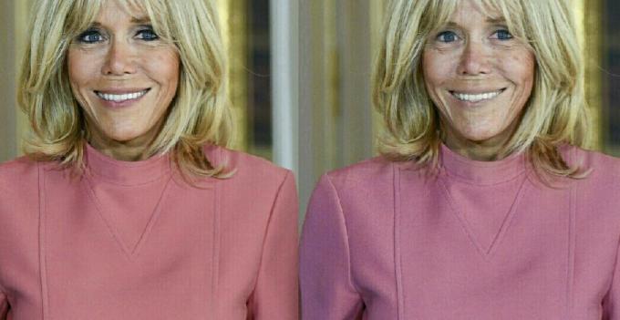 Brigitte Macron med og uden makeup