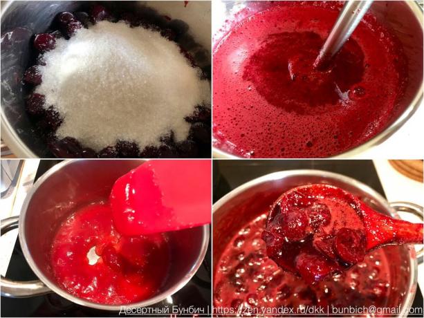 Processen med forberedelse kirsebær marmelade