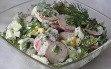 Salat af radise i en fart. Enkel og meget velsmagende !!!