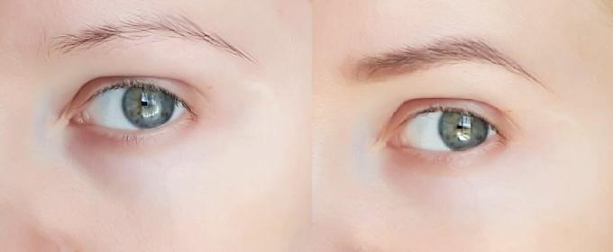 Billeder fra SmiKorina for Yandex Zen. På tæt hold er det set, at øjenbrynene er tegnet, men en meter øjenbryn ser naturlige ud. På billedet ser de lidt lysere end i virkeligheden.