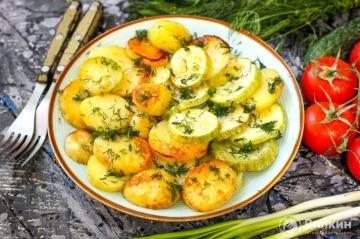 Kartofler med courgette i ovnen